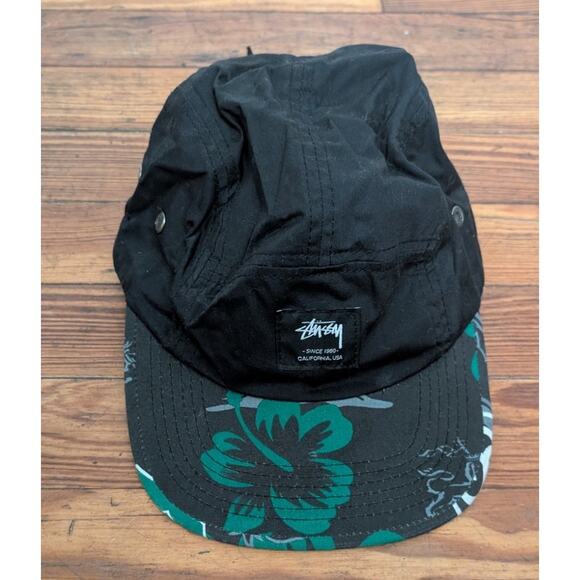Vintage Stussy Flower Hawaii Stussy Logo Spell Out Box Logo 5 Panel Hat Cap - Picture 1 of 5